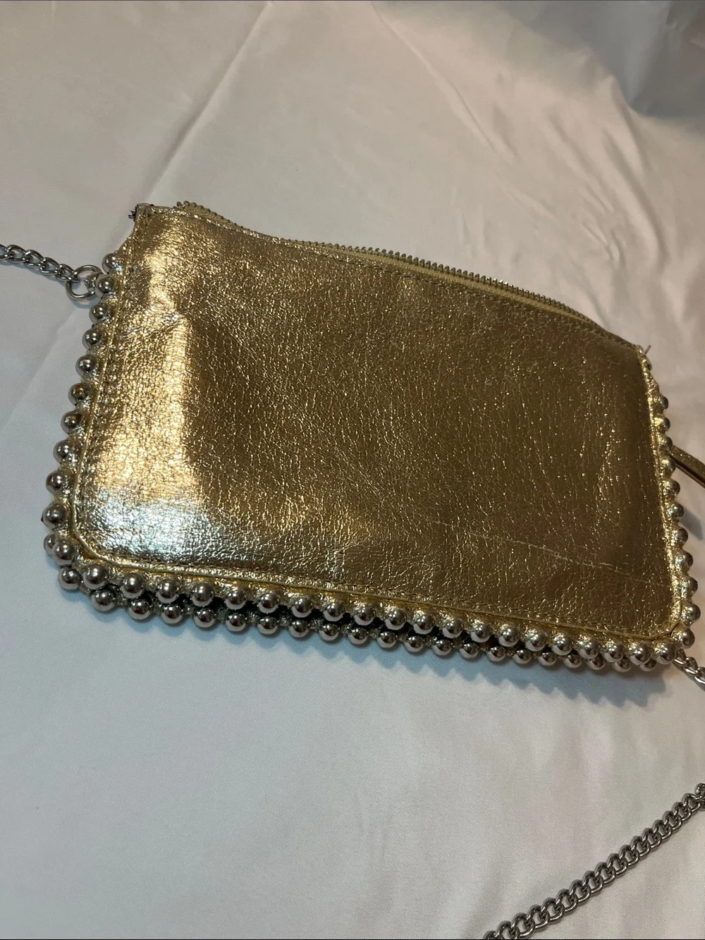 Zara Gold Metallic Chain Shoulder Crossbody Bag